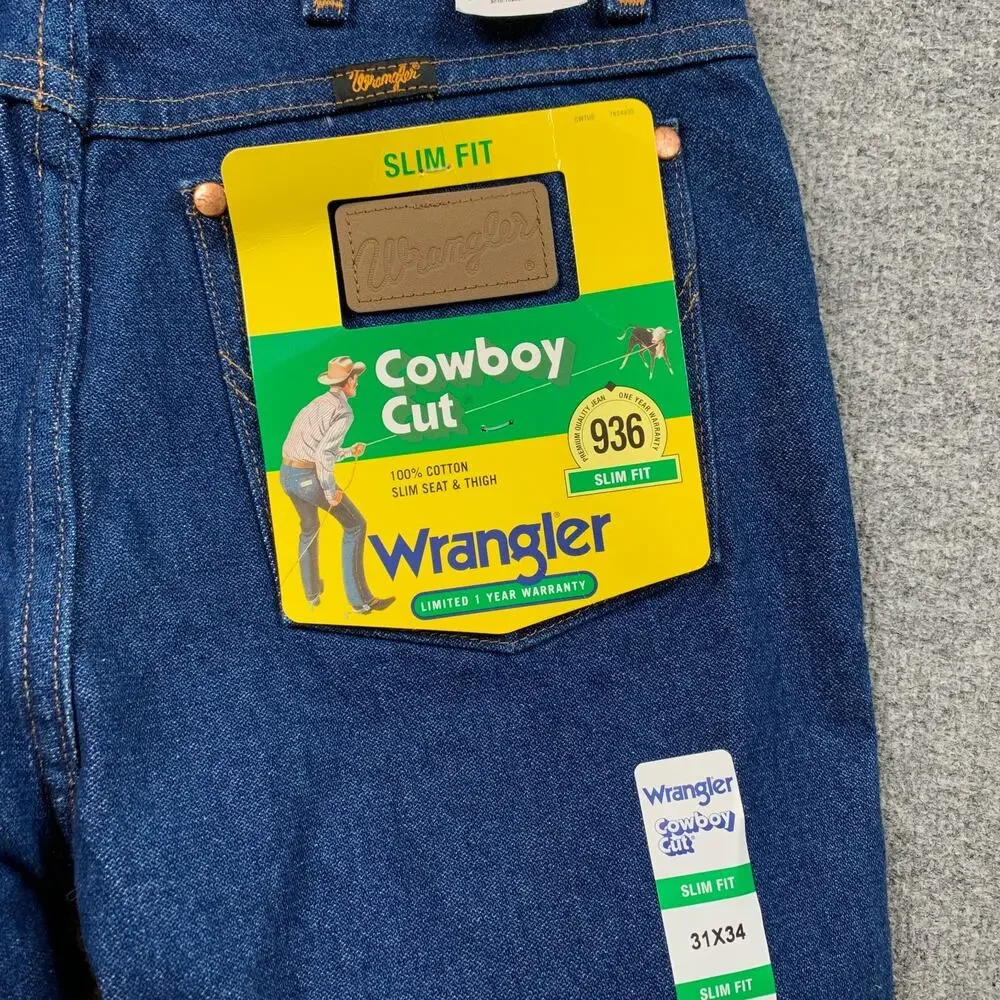 Vintage Wrangler Jeans Mens 31 Blue Cowboy Cut Slim Fit Western Cowboy Denim